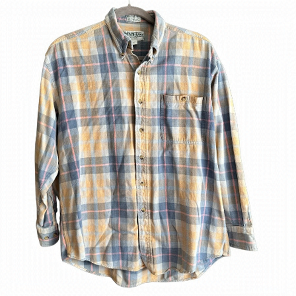 WindRiver Tops - WindRiver Women’s Orange Blue Pink Cotton Plaid Button-up Shirt XL